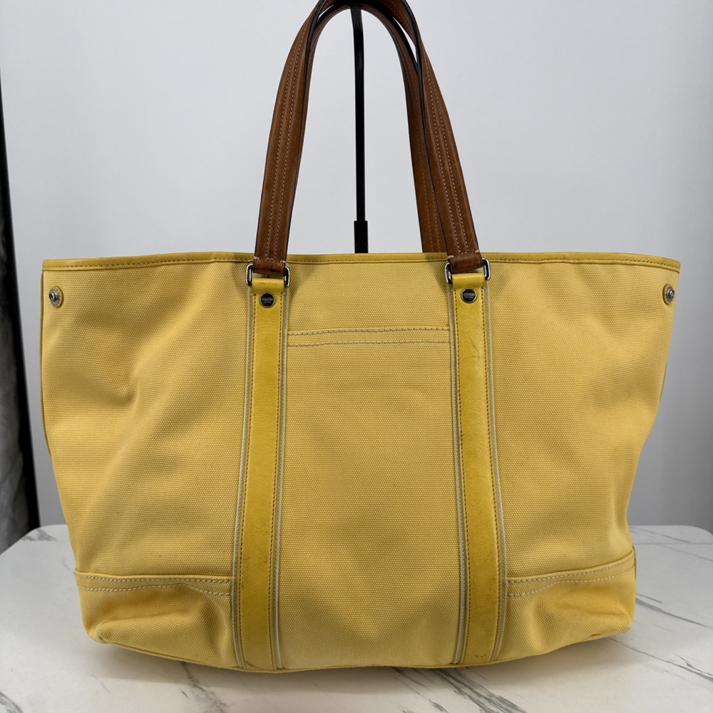 Coach Tote Bag Yellow Canvas Carryall Lined Shoulder L0893-70157 Quiet Luxury